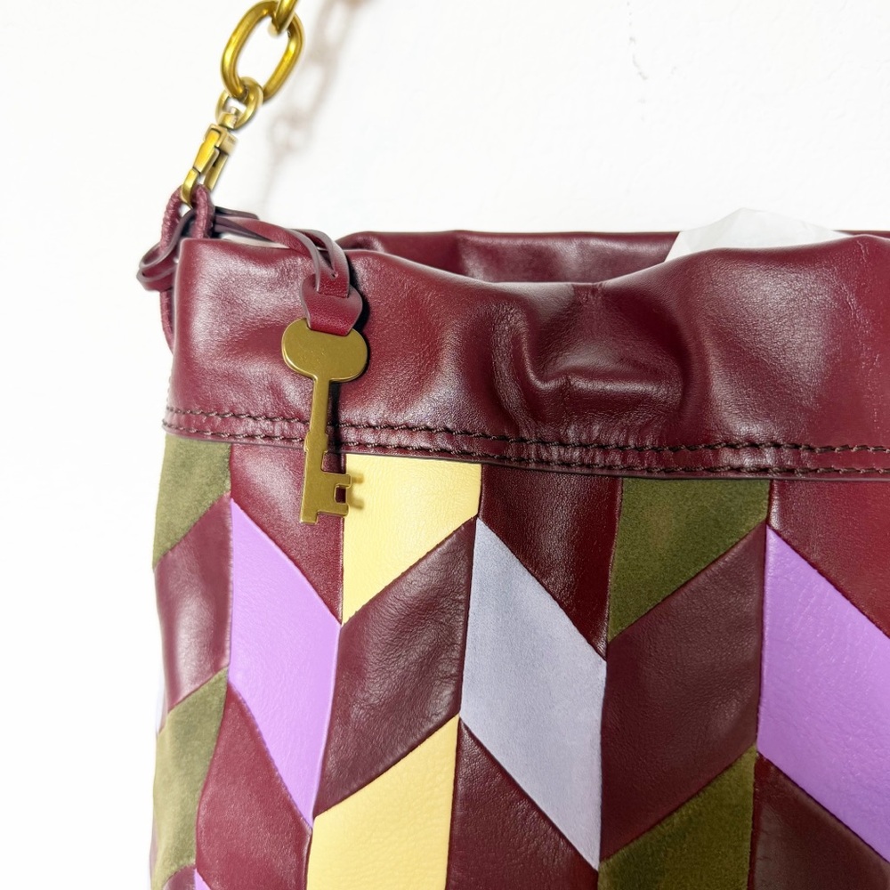 Fossil Gigi Drawstring Multicolor Patchwork Leath… - image 4